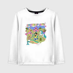 Лонгслив хлопковый детский System of a Down мультяшный стиль, цвет: белый