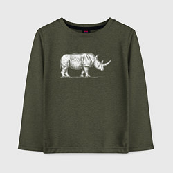 Детский лонгслив Носорог белый сбоку