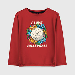 Лонгслив хлопковый детский I love volleyball, цвет: красный