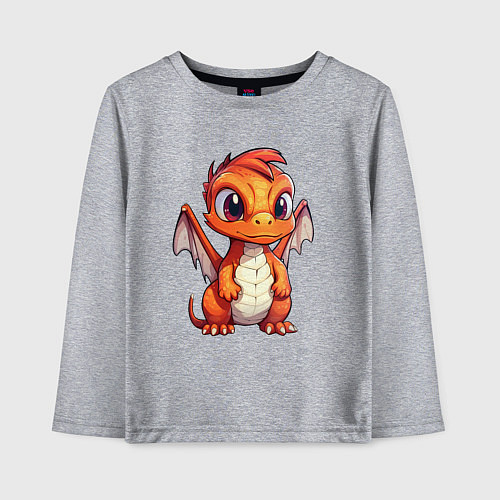 Детский лонгслив Милый маленький новогодний дракон 2024 / Меланж – фото 1