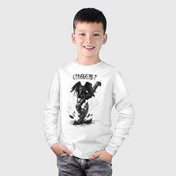 Лонгслив хлопковый детский Славянский ворон и боевой топор, цвет: белый — фото 2