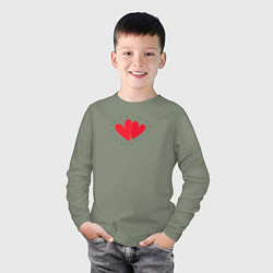 Лонгслив хлопковый детский Влюбленные сердца, цвет: авокадо — фото 2