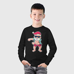 Лонгслив хлопковый детский Dabbing Santa, цвет: черный — фото 2