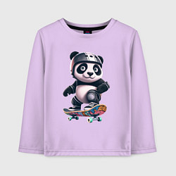 Лонгслив хлопковый детский Cool panda on a skateboard - extreme, цвет: лаванда