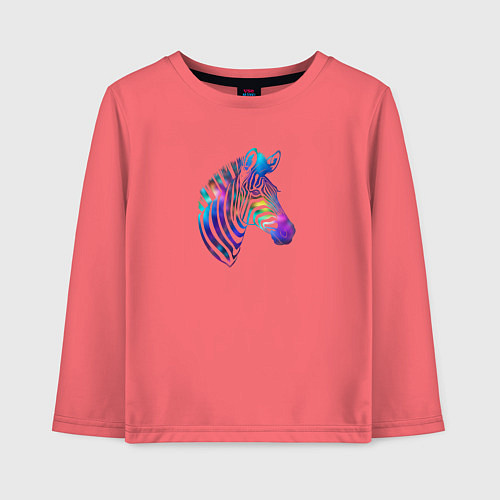 Детский лонгслив Фиолетовая абстрактная голова зебры / Коралловый – фото 1