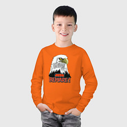 Лонгслив хлопковый детский Взгляд орла, цвет: оранжевый — фото 2