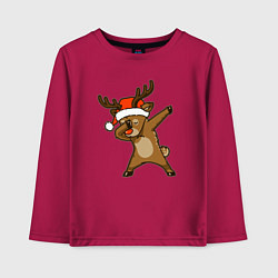 Лонгслив хлопковый детский Dabbing deer, цвет: маджента