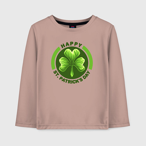 Детский лонгслив Счастливого дня святого Патрика / Пыльно-розовый – фото 1