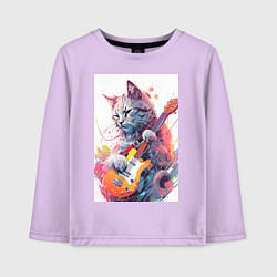 Лонгслив хлопковый детский Chilling guitar cat, цвет: лаванда