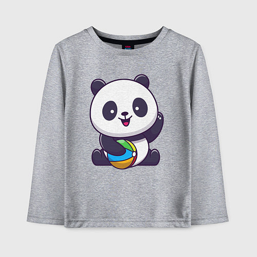 Детский лонгслив Панда с мячиком / Меланж – фото 1
