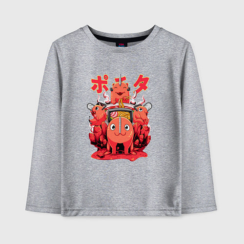 Детский лонгслив Почита демон бензопила / Меланж – фото 1