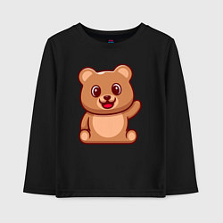 Лонгслив хлопковый детский Привет от медвежонка, цвет: черный
