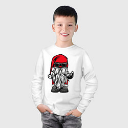 Лонгслив хлопковый детский Санта Клаус - гном, цвет: белый — фото 2