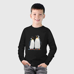 Лонгслив хлопковый детский Друзья-пингвины, цвет: черный — фото 2