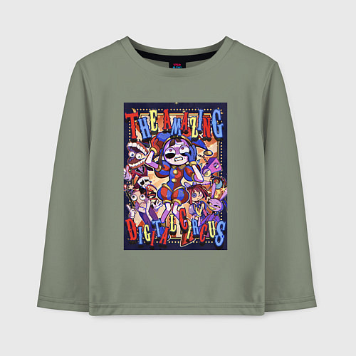 Детский лонгслив Удивительный цифровой цирк в сборе / Авокадо – фото 1