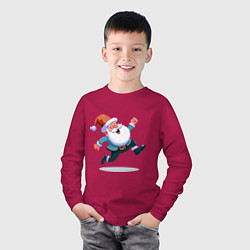 Лонгслив хлопковый детский Веселый Дед мороз, цвет: маджента — фото 2