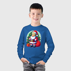 Лонгслив хлопковый детский Santa Simpson - ai art, цвет: синий — фото 2