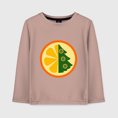 Детский лонгслив Елка мандарин праздник / Пыльно-розовый – фото 1