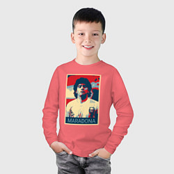 Лонгслив хлопковый детский Мистер Марадона, цвет: коралловый — фото 2