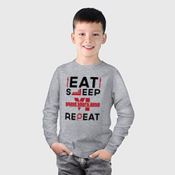 Лонгслив хлопковый детский Надпись: eat sleep GTA6 repeat, цвет: меланж — фото 2