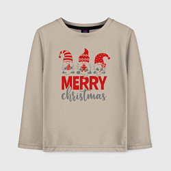 Лонгслив хлопковый детский Merry Christmas dwarves, цвет: миндальный