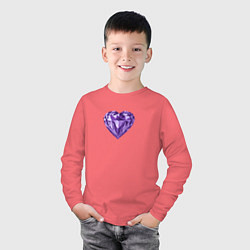 Лонгслив хлопковый детский Фиолетовое алмазное сердце, цвет: коралловый — фото 2