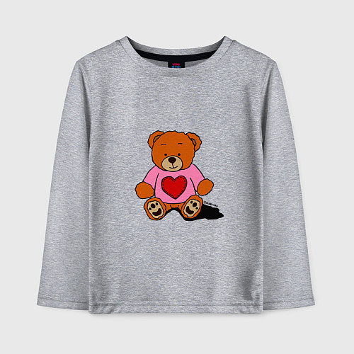 Детский лонгслив Плюшевый мишка с сердечком / Меланж – фото 1