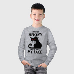 Лонгслив хлопковый детский I am not angry cat, цвет: меланж — фото 2