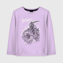 Лонгслив хлопковый детский Старая школа - мотоцикл, цвет: лаванда