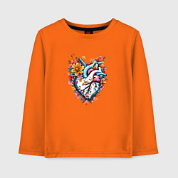 Лонгслив хлопковый детский Расцветающее сердце, цвет: оранжевый