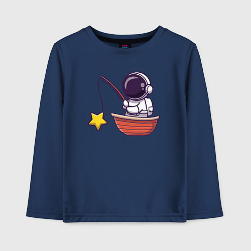 Детский лонгслив Космонавт рыбачок / Тёмно-синий – фото 1