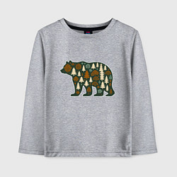 Лонгслив хлопковый детский Медведь и тайга, цвет: меланж