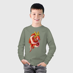 Лонгслив хлопковый детский Кровавый дракон, цвет: авокадо — фото 2