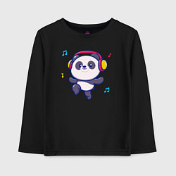 Лонгслив хлопковый детский Music panda, цвет: черный