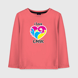 Лонгслив хлопковый детский I love cmyk, цвет: коралловый