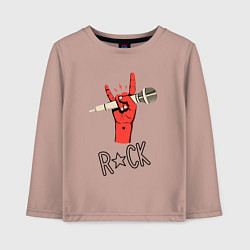 Детский лонгслив Красная коза с микрофоном - символ рока