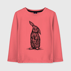 Лонгслив хлопковый детский Заяц косой, цвет: коралловый