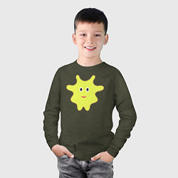 Лонгслив хлопковый детский Желтый веселый маскот, цвет: меланж-хаки — фото 2