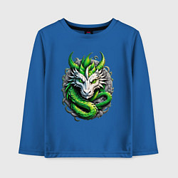 Лонгслив хлопковый детский Зеленый дракон символ 2024 года, цвет: синий
