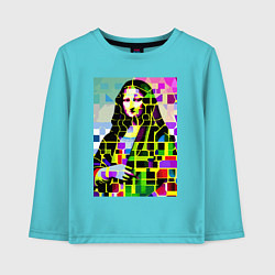 Лонгслив хлопковый детский Mona Lisa - mosaic pop art, цвет: бирюзовый