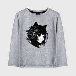 Детский лонгслив Девочка кошка - киберпанк