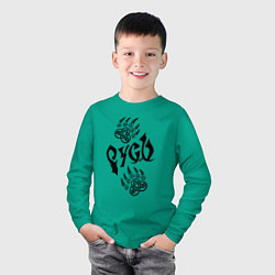 Лонгслив хлопковый детский Символика Руси, цвет: зеленый — фото 2