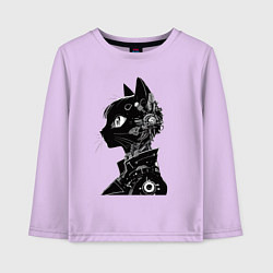 Лонгслив хлопковый детский Кибер кошечка - аниме, цвет: лаванда