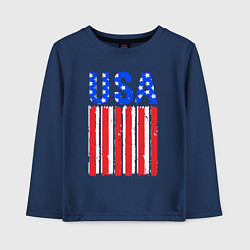 Лонгслив хлопковый детский America flag, цвет: тёмно-синий