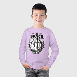 Лонгслив хлопковый детский Исследуй космос, цвет: лаванда — фото 2