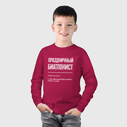 Лонгслив хлопковый детский Праздничный биатлонист, цвет: маджента — фото 2