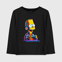 Лонгслив хлопковый детский Bart is an avid gamer, цвет: черный