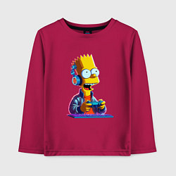 Лонгслив хлопковый детский Bart is an avid gamer, цвет: маджента