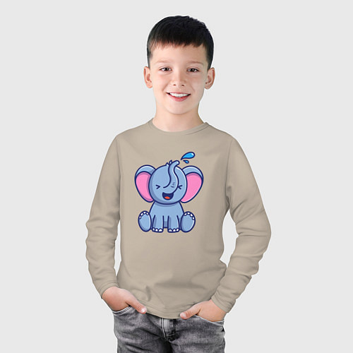Детский лонгслив Радостный слонёнок / Миндальный – фото 3