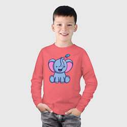 Лонгслив хлопковый детский Радостный слонёнок, цвет: коралловый — фото 2